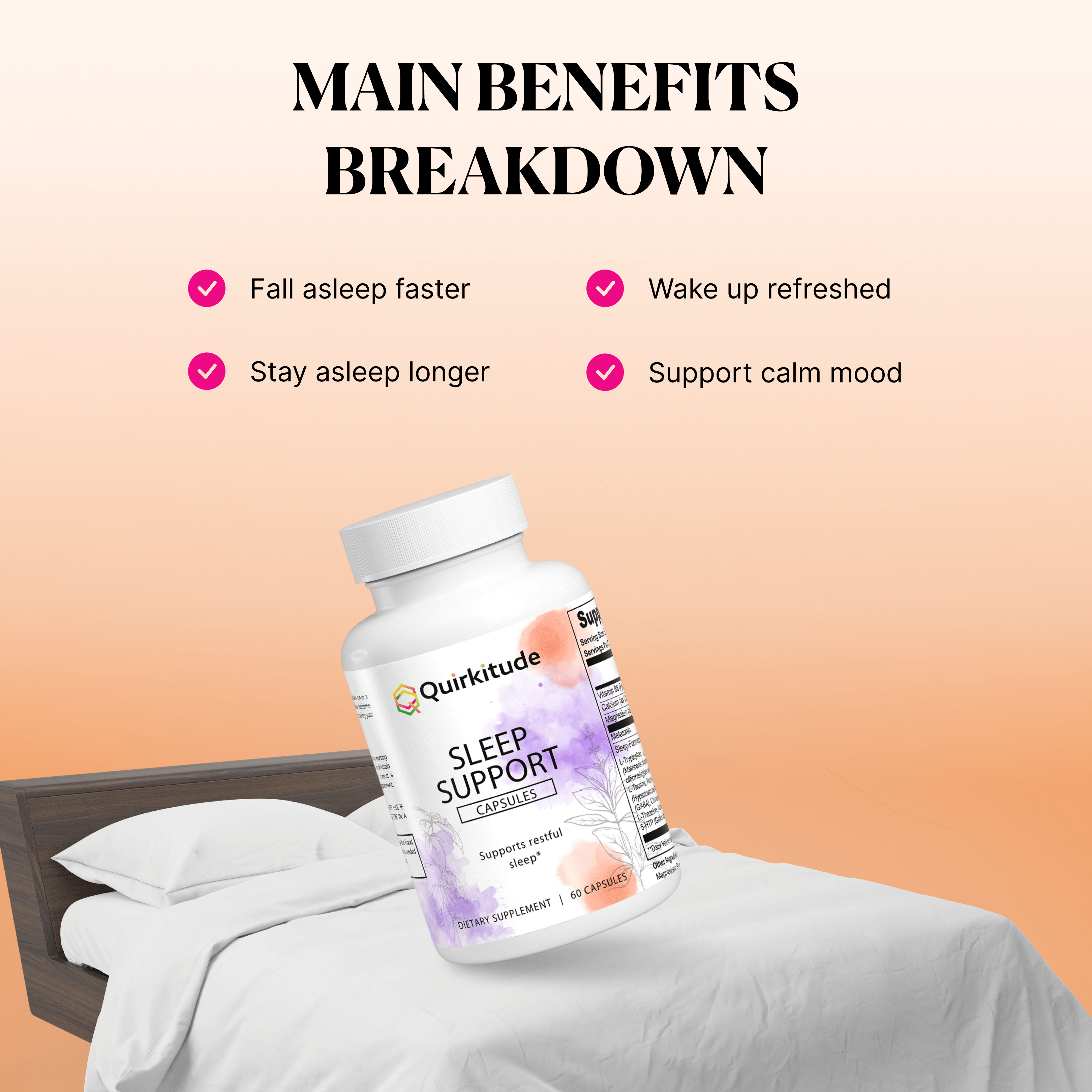 Natural Sleep Aid for ADHD Support Capsules | Quirkitudes