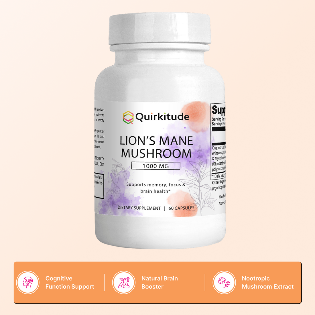 Focus Support Mushroom Capsules Lion’s Mane | Quirkitudes